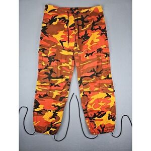 Rothco Cargo Military Pants Men's Size Small Orange Camo Joggers Drawstring